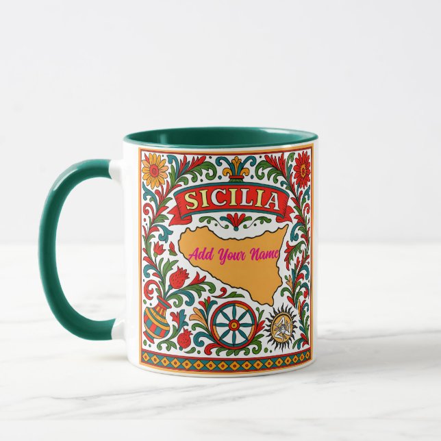 Sicilia Sicilian Design (customize with name) Mugg (Vänster)