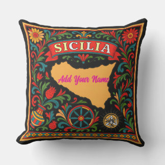 Sicilia Sicilian Design Tile (customize with name) Kudde