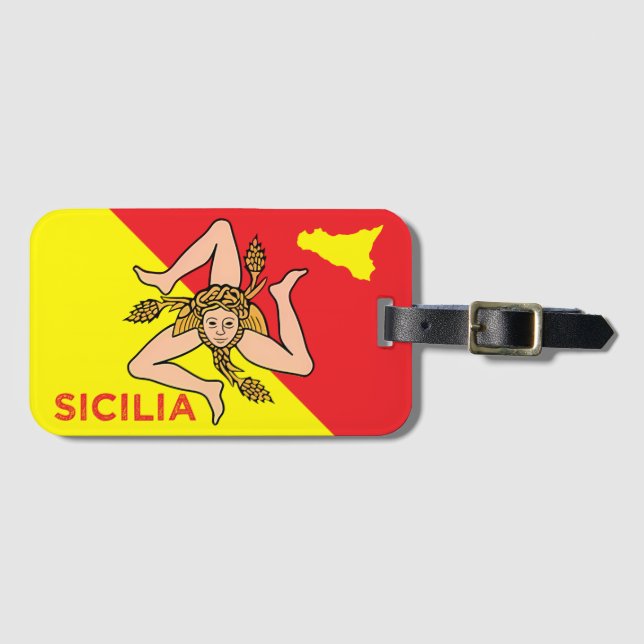 Sicilia Sicilian flagga Sicily Trinacria Bagagebricka (Framsida horisontal)