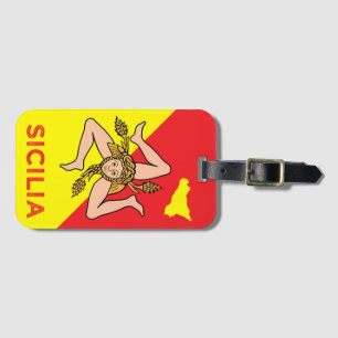 Sicilia Sicilian Flagga Sicily Trinacria Bagagebricka