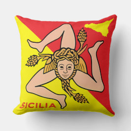 Sicilia Sicilian Flagga Sicily Trinacria Pillow Kudde