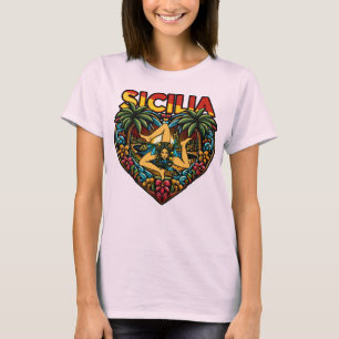 Sicilia Sicilian Heart Trinacria T Shirt