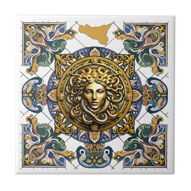 Sicilia Sicilian Mönster Kakelplatta (Framsidan)