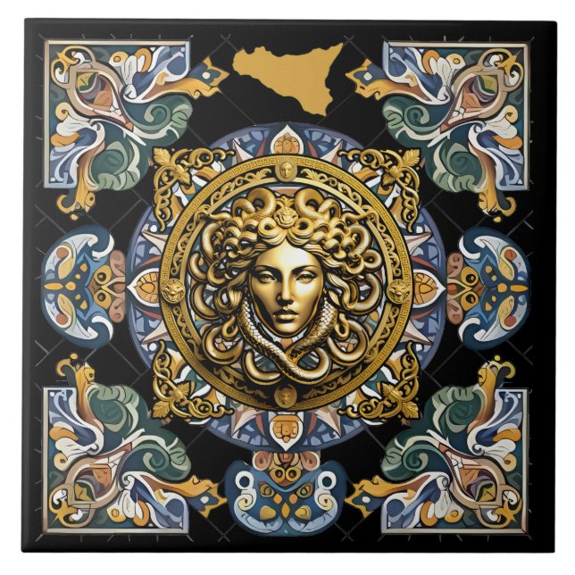 Sicilia Sicilian Mönster Kakelplatta (Framsidan)