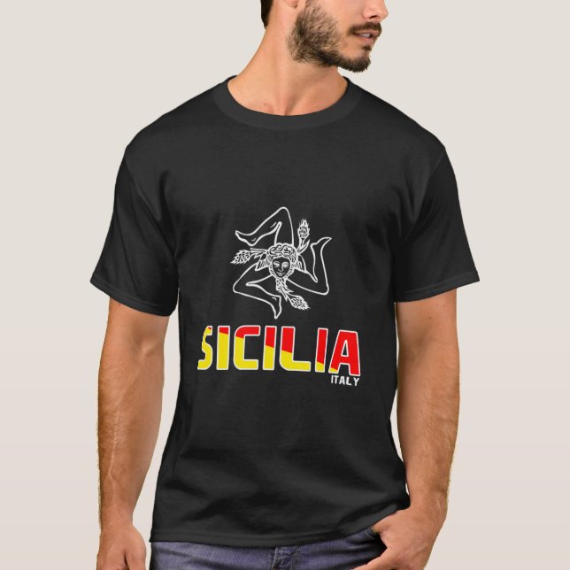 Sicilia Sicilian Sicilian Italien Italienska T Shirt (Framsida)