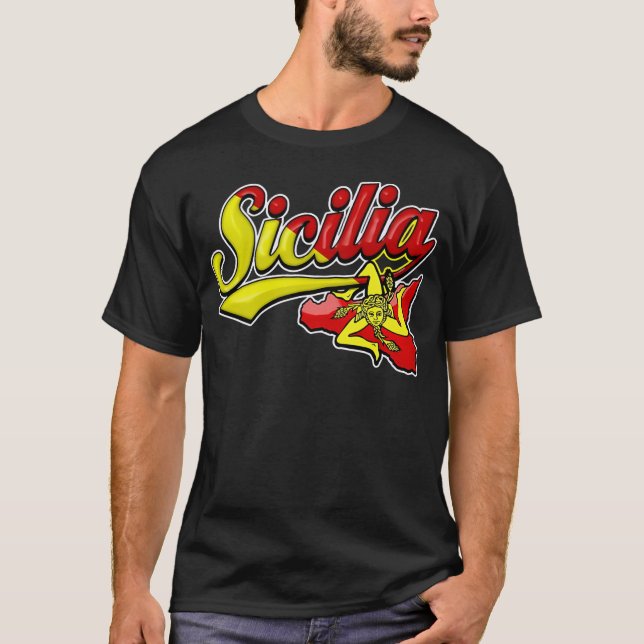 Sicilia Sicilian Trinacria T Shirt (Framsida)