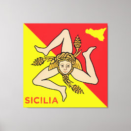 Sicilia Siciliansk flagga från Sicilien Trinacria Canvastryck