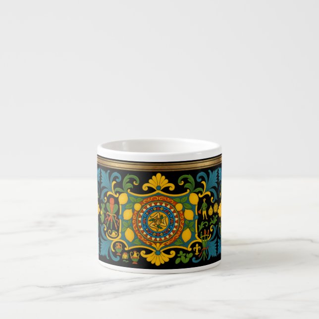 Sicilia Siciliansk Mönster Espresso Kopp Espressomugg (Framsidan)