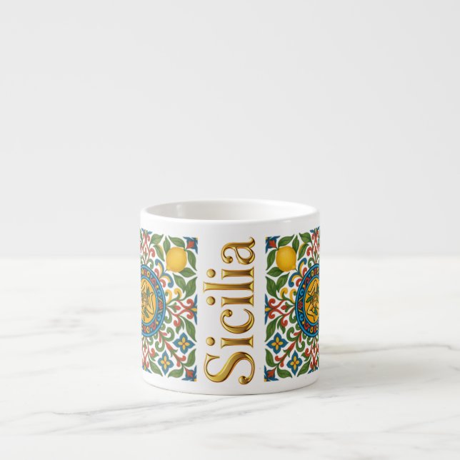 Sicilia Siciliansk Mönster Espressomugg (Framsidan)