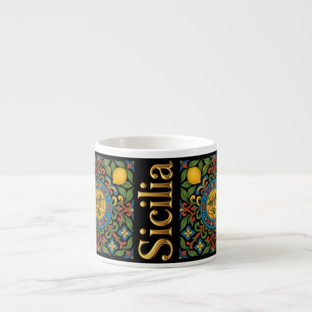 Sicilia Siciliansk Mönster Espressomugg (Framsidan)