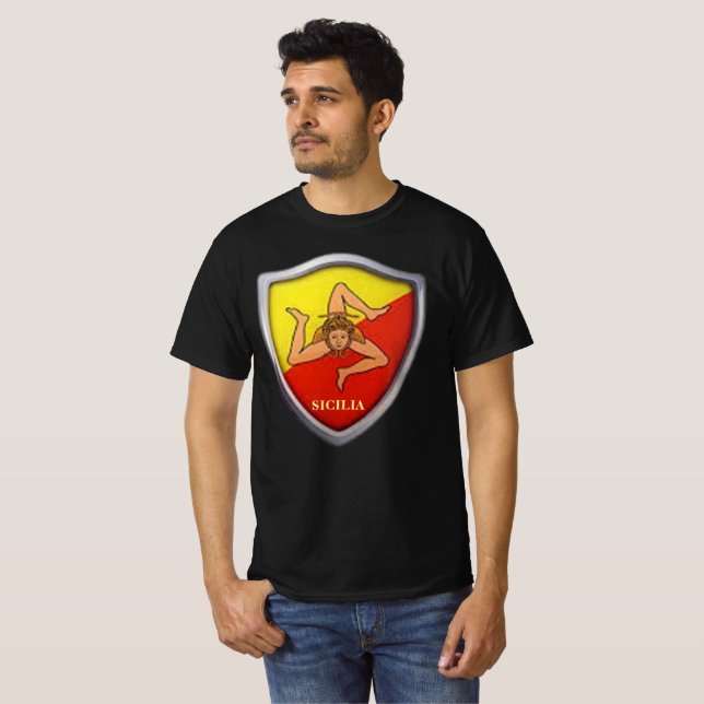 Sicilia/Sicilien Emblem T-Shirt (Hel framsida)