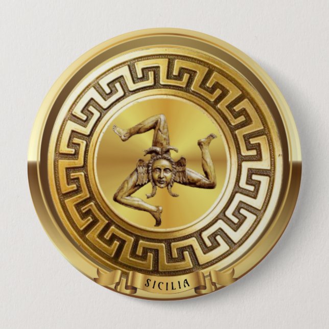 Sicilia (Sicilien) Guld Pin Knapp (Framsida)