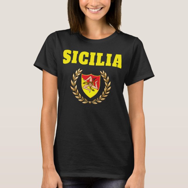 Sicilia Sicily Trinacria Design T Shirt (Framsida)