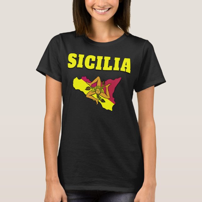 Sicilia Sicily Trinacria Design T Shirt (Framsida)