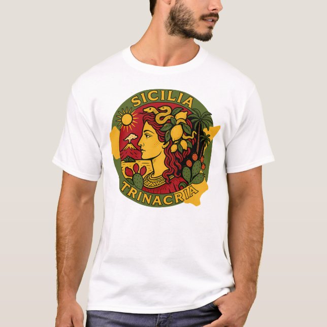 Sicilia Sicily Trinacria Design T-Shirt Tri-Blend (Framsida)