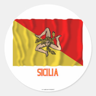 Sicilia som vinkar flagga med namn runt klistermärke