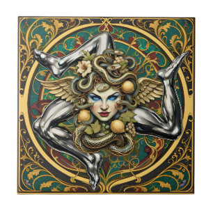 Sicilia Trinacria siciliansk design Kakelplatta