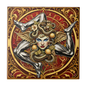 Sicilia Trinacria siciliansk design Kakelplatta