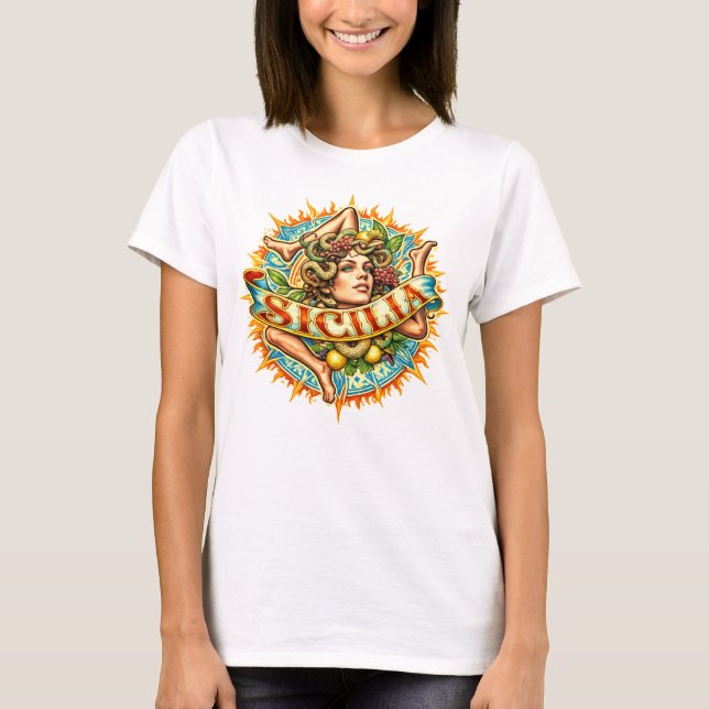 Sicilia Trinacria Sol  T Shirt (Framsida)