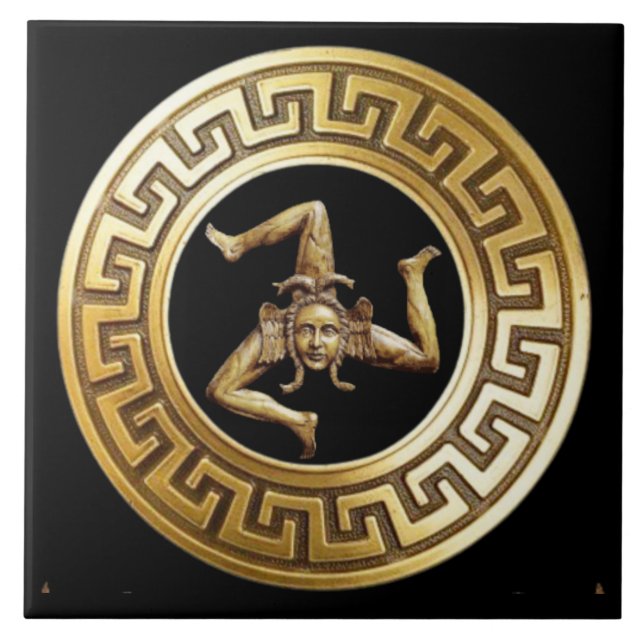 Sicilia Trinacria Väggplatta Kakelplatta (Framsidan)