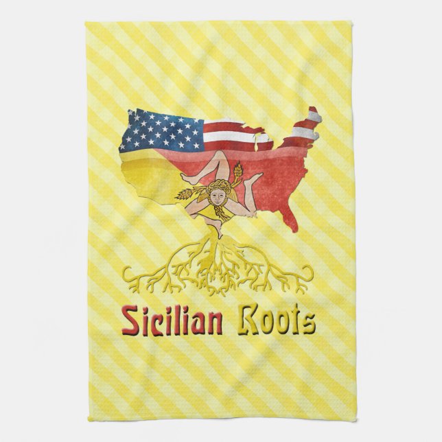 Sicilian American Roots Tea Towels Kökshandduk (Vertikal)