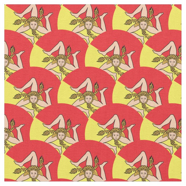 Sicilian Flagga & Sicilien trendig Fabric mode Tyg (Närbild)
