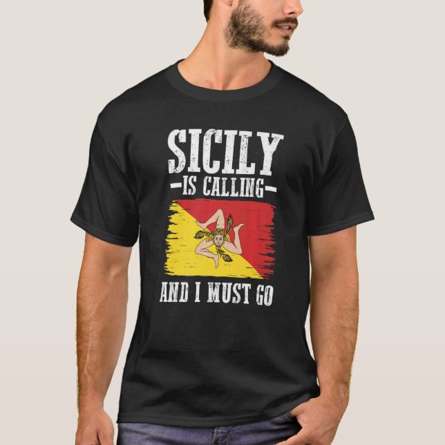 Sicilian Flagga Sicily T Shirt (Framsida)