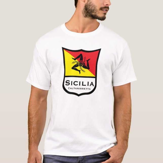 Sicilian Flagga Trinacria Personalize T-Shirt (Framsida)