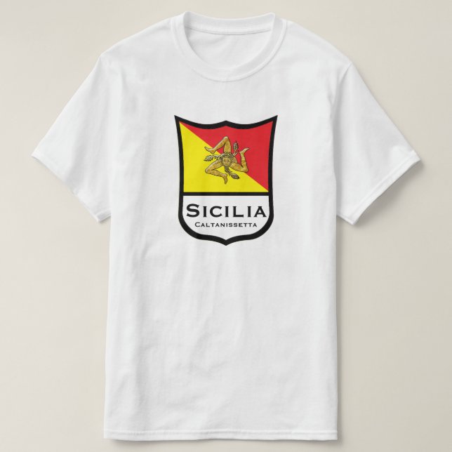 Sicilian flaggaTrinacria guld personifierar Tee Shirt (Design framsida)