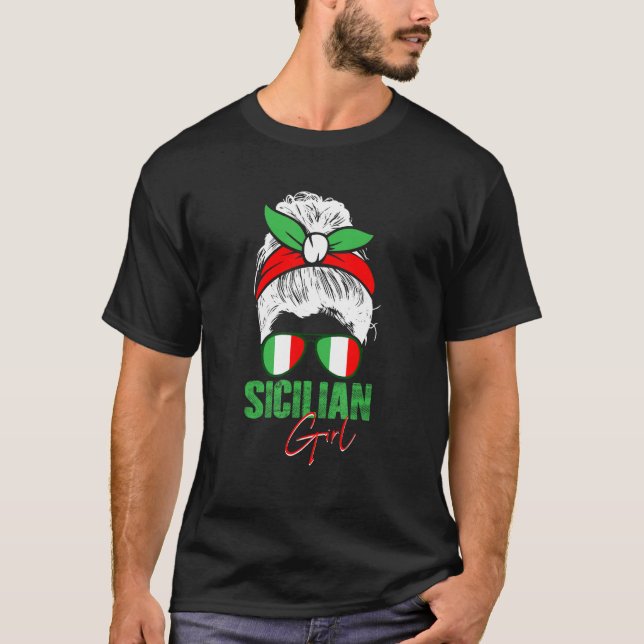 Sicilian Girl Sicily T Shirt (Framsida)