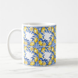 Sicilian Lemon Tiles Pattern Mediterranean Dolce  Kaffemugg