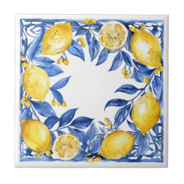 Sicilian Lemon Tiles Pattern Mediterranean Dolce  Kakelplatta
