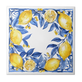Sicilian Lemon Tiles Pattern Mediterranean Dolce  Kakelplatta