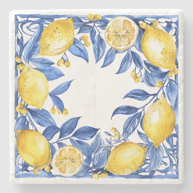 Sicilian Lemon Tiles Pattern Mediterranean Dolce  Stenunderlägg (Framsidan)