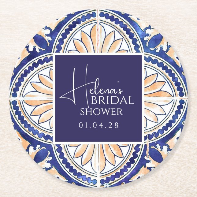 Sicilian Majolica Round Underlägg - Lemon Theme Papper Rund (Framsidan)