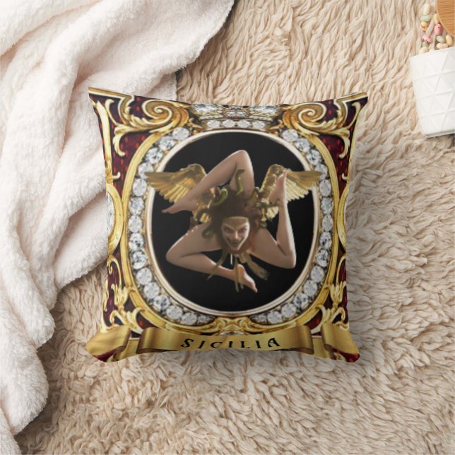Sicilian Medusa Trinacria Gift Pillow Kudde (Filt)