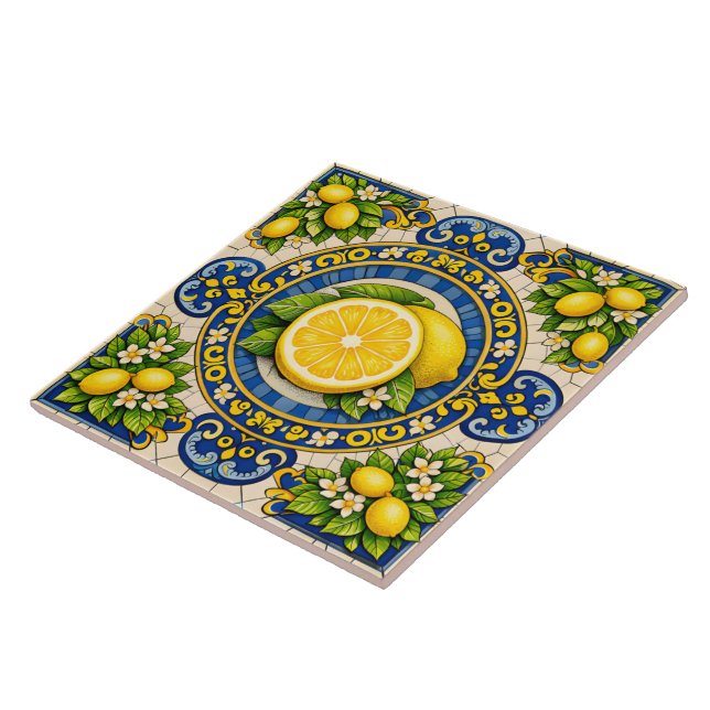 Sicilian pattern lemons ceramic tile kakelplatta (Sidan)