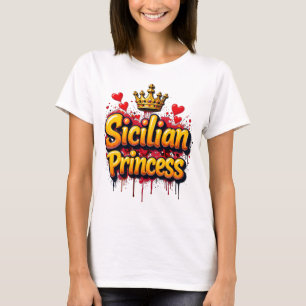 Sicilian Princess graffiti stil krona w hjärtan T Shirt