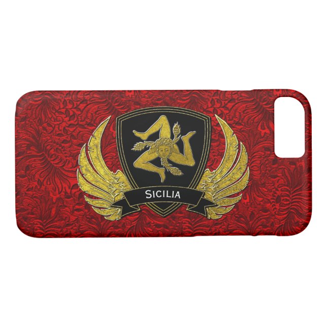 Sicilian röda Trinacria svart & guld Case-Mate iPhone Skal (Baksida (horisontal))