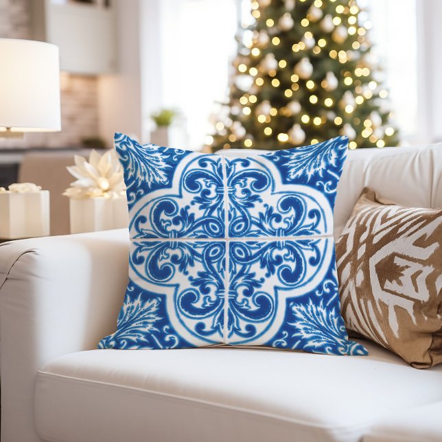 Sicilian Tile Pillow | Färgfull italiensk hemdekan Kudde (Skapare uppladdad)