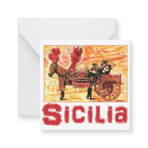 Sicilian Travel Poster Flat Notecard - Sicilien Ca