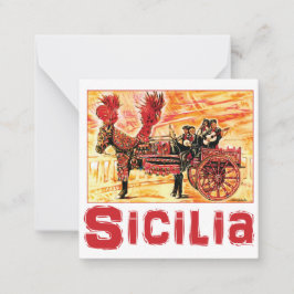 Sicilian Travel Poster Flat Notecard - Sicilien Ca Anteckningskort