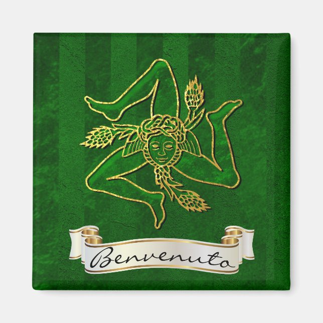 Sicilian Trinacria Benvenuto Magnet (Framsidan)
