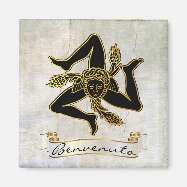 Sicilian Trinacria Benvenuto Magnet (Framsidan)