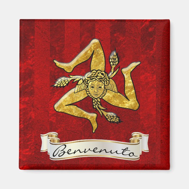 Sicilian Trinacria Benvenuto Magnet (Framsidan)