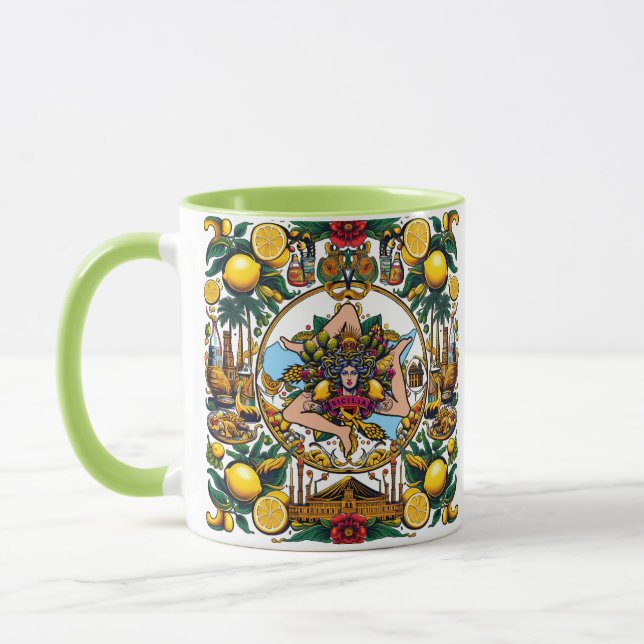 Sicilian Trinacria Design Mugg (Vänster)