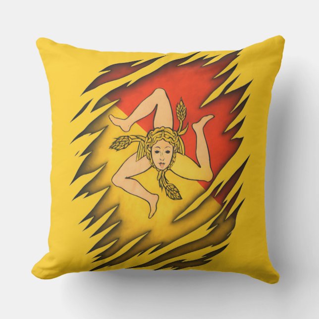 Sicilian Trinacria flagga rippade Dekorativ kudde (Framsida)