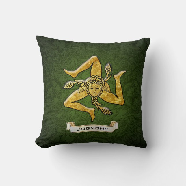 Sicilian Trinacria gröna Deco personifierar Kudde (Framsida)