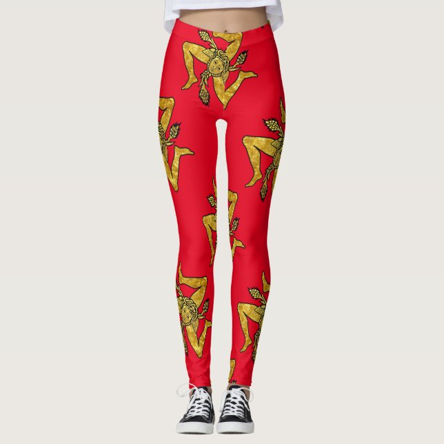 Sicilian Trinacria guld din bakgrund Leggings (Framsida)
