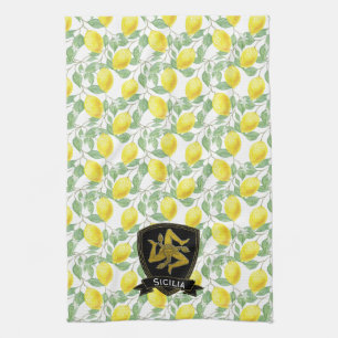 Sicilian Trinacria Lemon Mönster Personalize Kökshandduk
